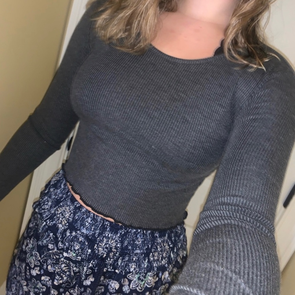 Pretty Little Thing Long Sleeves Crop Top (Size 6)